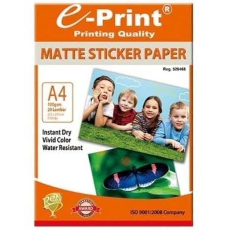 

Kertas Stiker e-Print Matte Sticker Paper A4 100 g