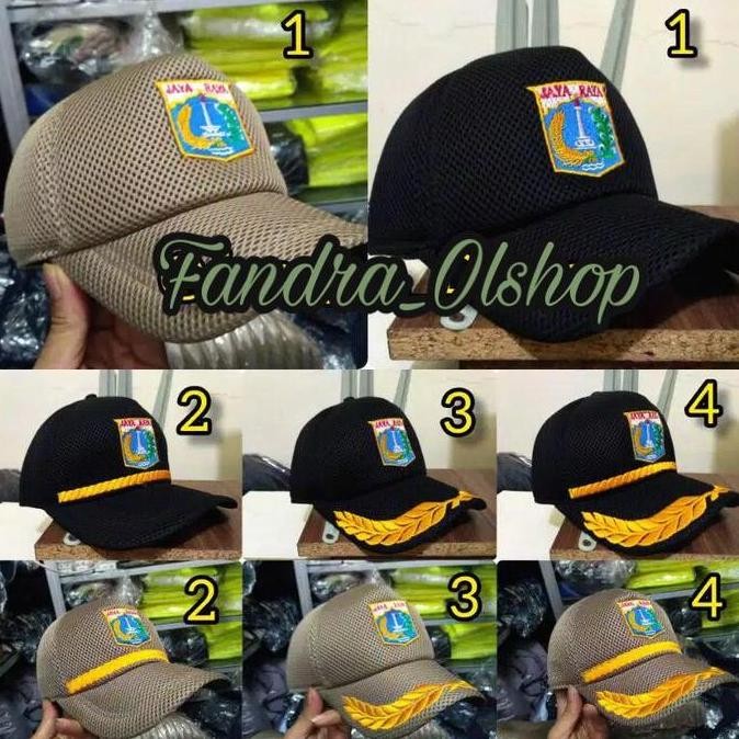 Topi Pns Dki Jakarta Jayaraya Hitam Khaki Bahan Jaring Dobbel Mess.