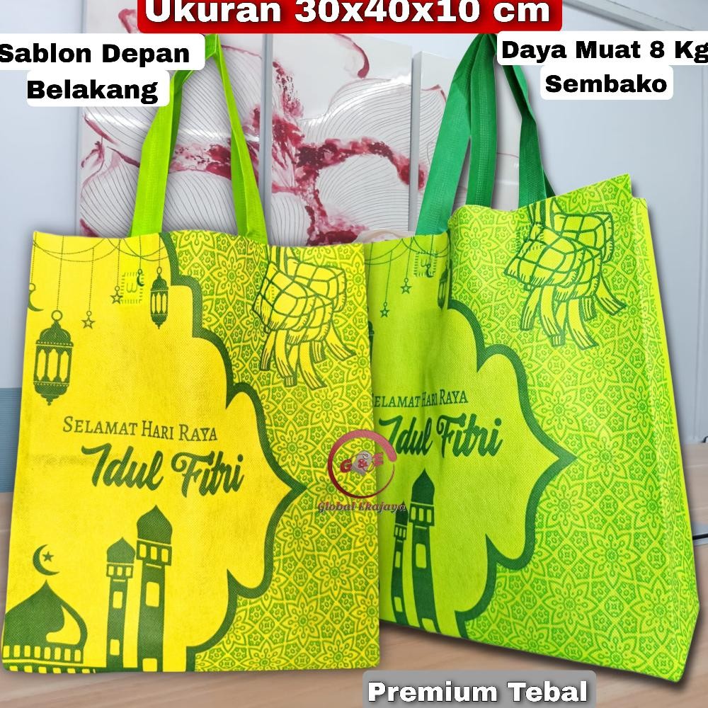 

et-98 ul-64 Isi 12 Pcs Tas Kain Lebaran Idul Fitri Ukuran 30x40x10 Goodiebag Kantong Totebag Hampers Parcel THR Termurah Viral