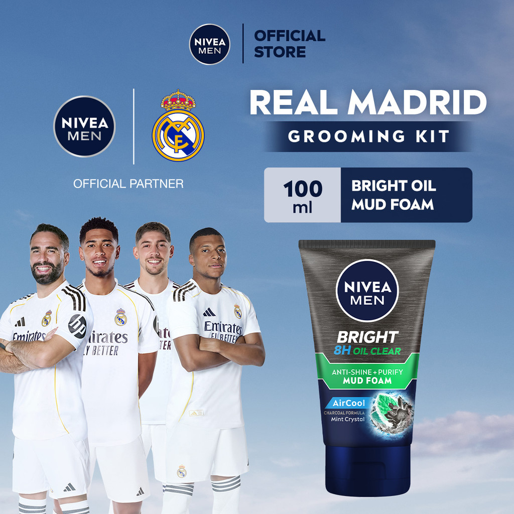 NIVEA MEN Facial Foam Bright Oil Clear Anti Shine + Purify Cooling 100ml - Sabun cuci muka pria menc