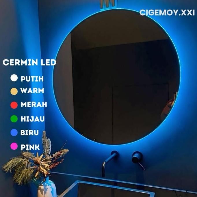 [READY] Cermin Bulat LED Dinding Aesthetic