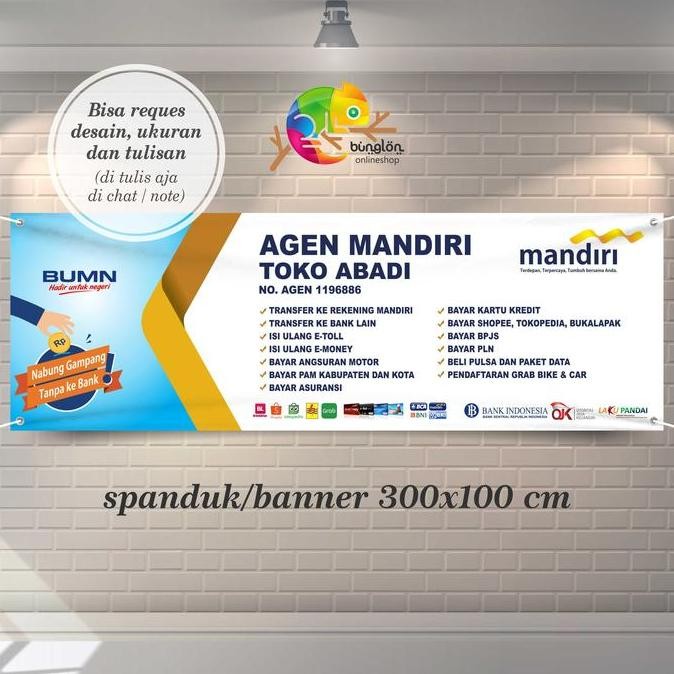 ready Banner, Spanduk Custom Uk. 3x1 M (Contoh Agen Mandiri)
