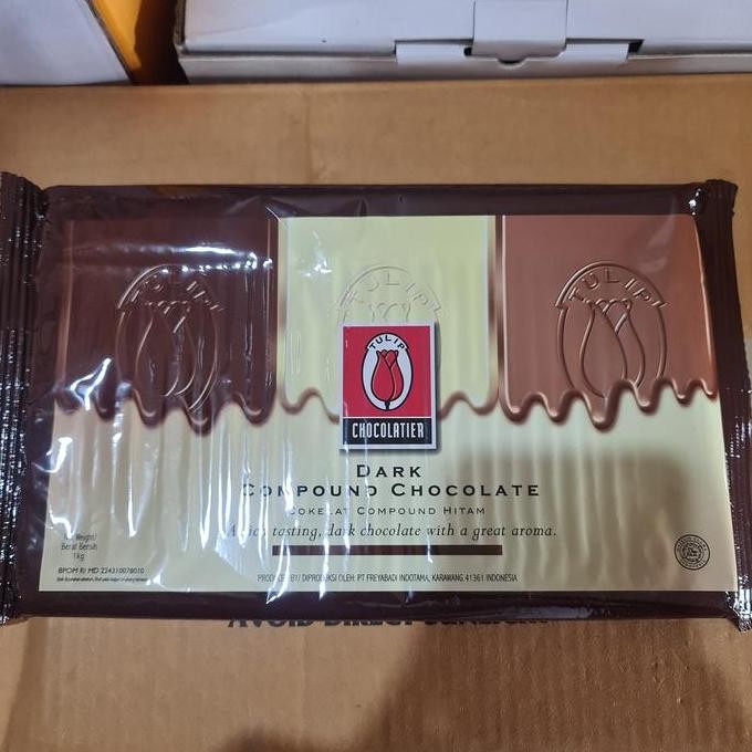 

LM Dark Chocolate Compound Tulip 1kg / Cokelat Batang Tulip dcc 1 KG