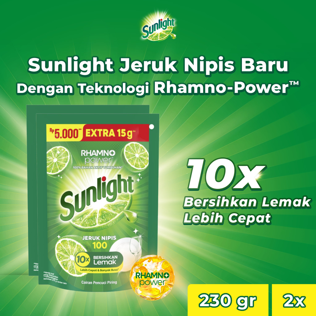 Sunlight Sabun Cuci Piring Jeruk Nipis Refill 210 ml Twinpack