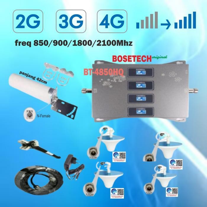 Booster Penangkap Jaringan Signal Sinyal Hp 4 Band 2G 3G 4G Lte 4 Way Omni Taiwan Ori Original Dan T