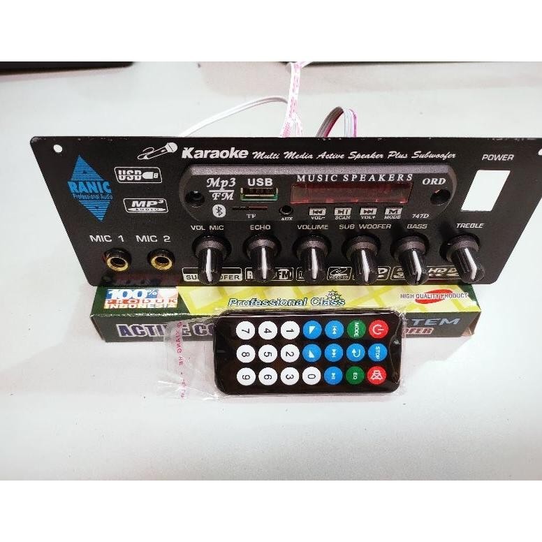 Kit Tone Control Stereo Mic Echo Subwoofer Plus MP3 Bluetooth Karaoke DiM