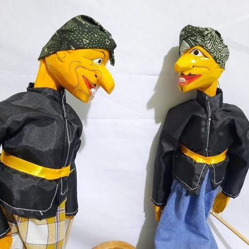 Wayang Golek Kayu Dawala / Petruk Bisa Mengangguk Ukuran Kecil Tinggi 35 Cm DiM