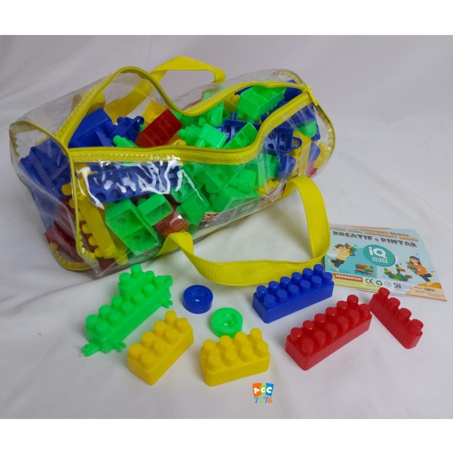 Mainan Edukasi Block Blok Isi 216 PCS Dengan Tas Jinjing Balok Plastik Susun Bricks Ukuran Besar DiM