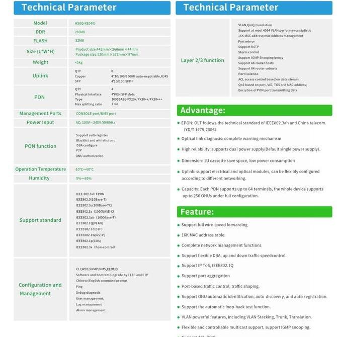 Hsgq Olt Epon 4 Pon Hsgq Xe04Id Uplink 10G Ac/Dc New Stok