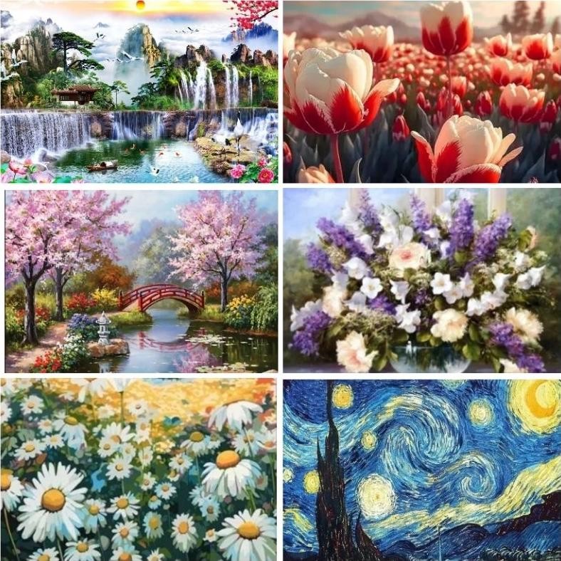 

Ht-12 Canvas Painting By Number Lukisan Kanvas Paint By Numbers 40X50Cm Ht-12