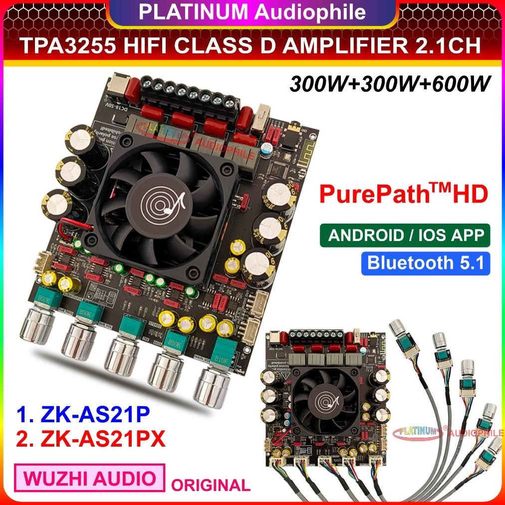 TPA3255 Amplifier Class D 2.1CH Bluetooth 5.1 Stereo + Subwoofer 2x 300W + 600W Original ZK-AS21P AS