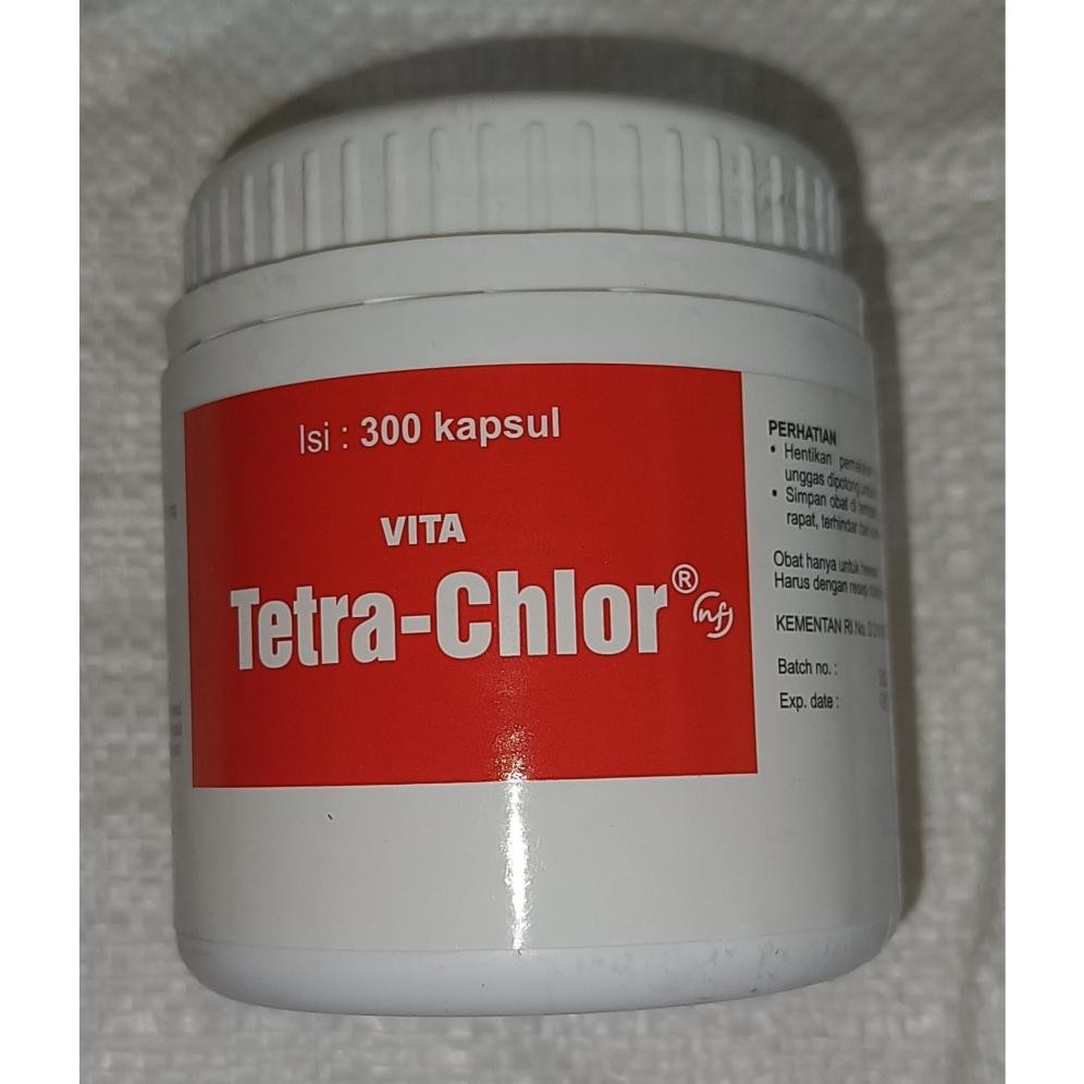 NEWW VITA TETRA CHLOR 1 botol - isi 300 kapsul - Medion - OBAT AYAM NGOROK CRD PILEK SNOT