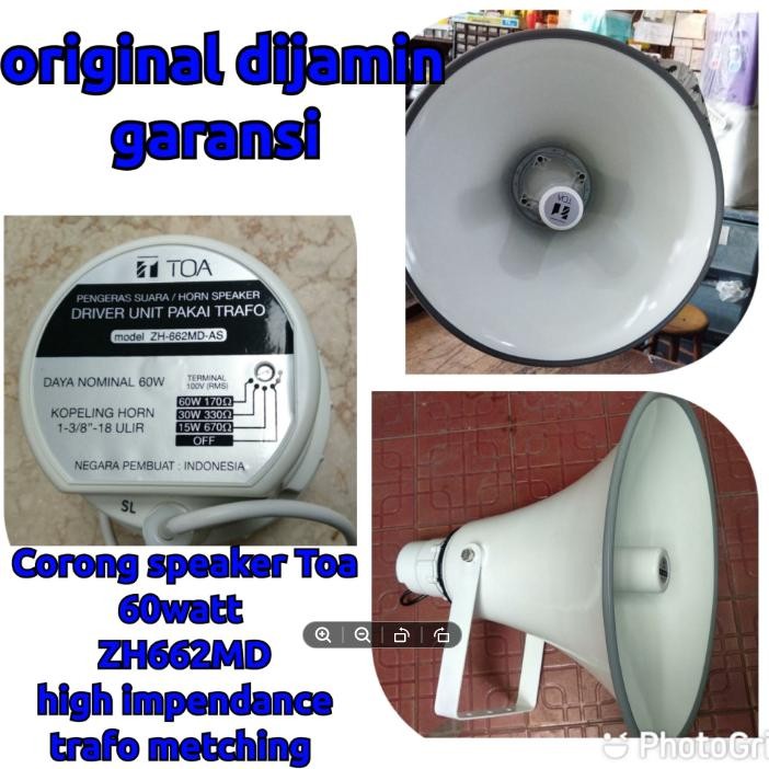 corong speaker TOA 60watt type ZH 662MD high impendance dengan lilitan impendance original jarang ad