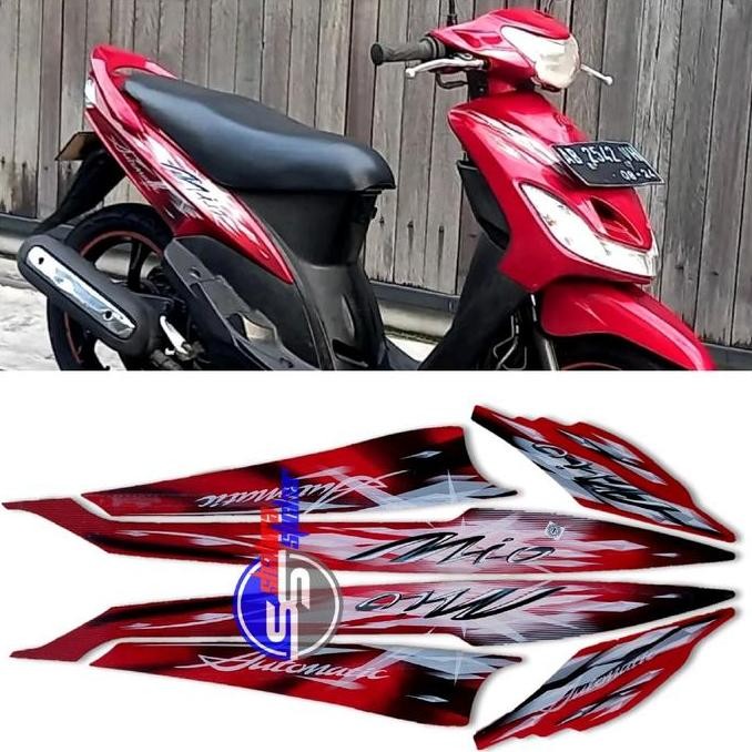 Produk Baru Striping Stiker Motor Yamaha Mio Sporty Smile 2009 Merah Fullset Original