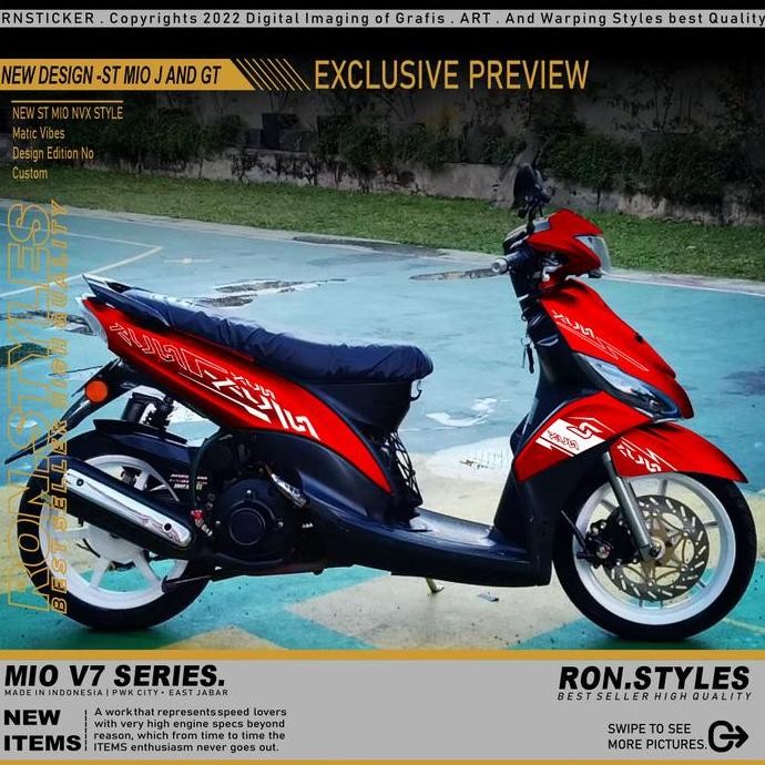 Produk Baru Sticker Cutting Striping Mio J GT Model NVX V7 Desain Simple Style Motor