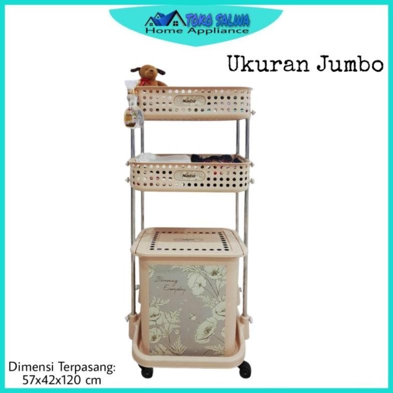 LAUNDRY BASKET/KERANJANG BAJU KOTOR ADA RODA/KERANJANG JUMBO/RAK TROLI MURAH