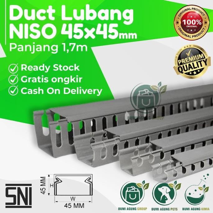ASLI KABEL DUCTING LUBANG 45X45MM NISO PELINDUNG KABEL LISTRIK PANJANG 1.7M