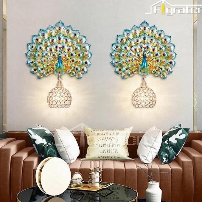 Terlaris Lampu Dinding Dekorasi Peacock / Pajangan Hiasan Burung Merak Di Ruang Ready Stok