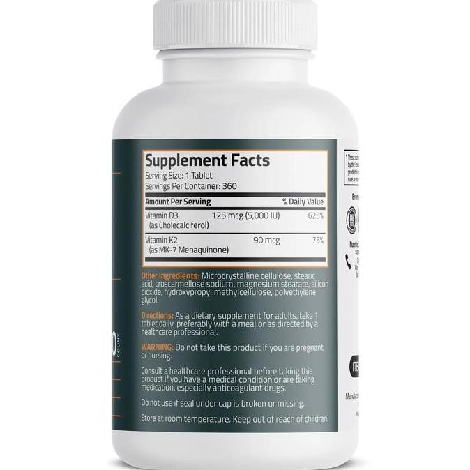 Bronson D3 K2 5000 IU 90 MCG 120 Tablets