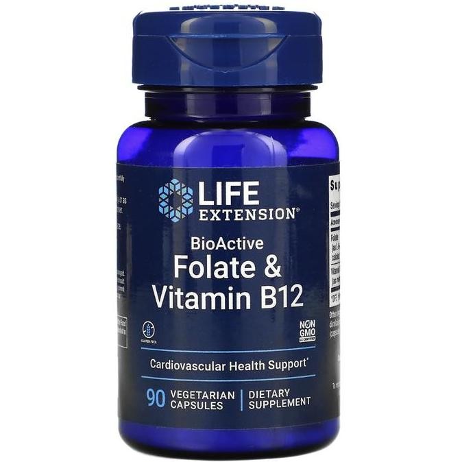 LIFE extension BioActive Folate & Vitamin B12 cardiovascular isi 90