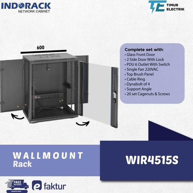 Rack Server Indorack Wallmount 15U 450Mm Glass Door / Single Door New Stok