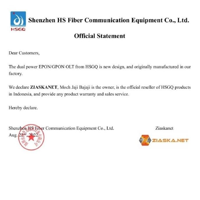 Epon Olt 4 Port Hsgq Xe04 10G Uplink Dengan Sfp Px20+++ 8Db Asli Odi New Stok