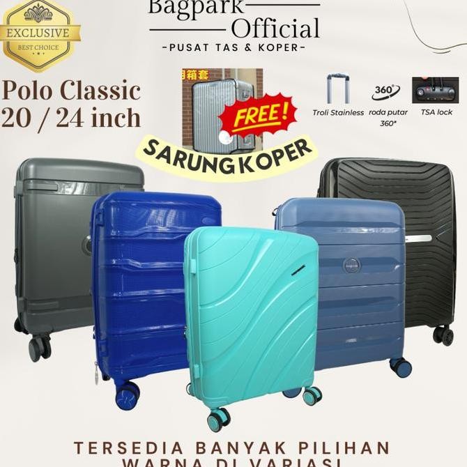 Tersedia [FREE Sarung Koper] Koper Polo Classic 20 / 24 Inch Fiber Anti Pecah Cabin Bagasi