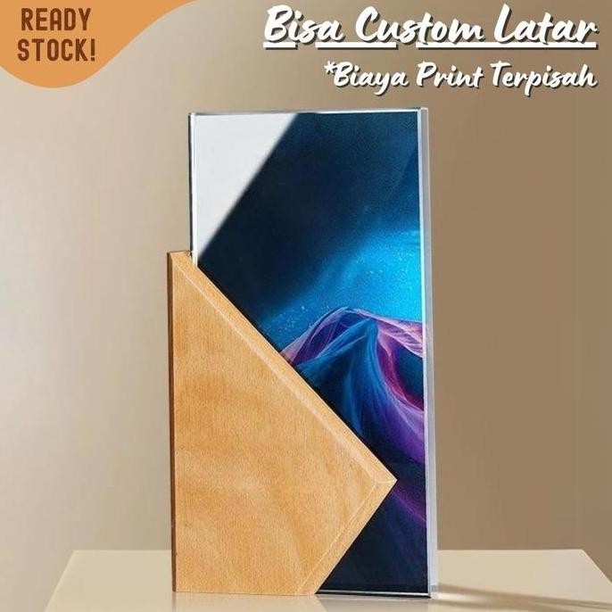 

P120 Plakat kristal dengan kayu 23x13cm piagam penghargaan award ea