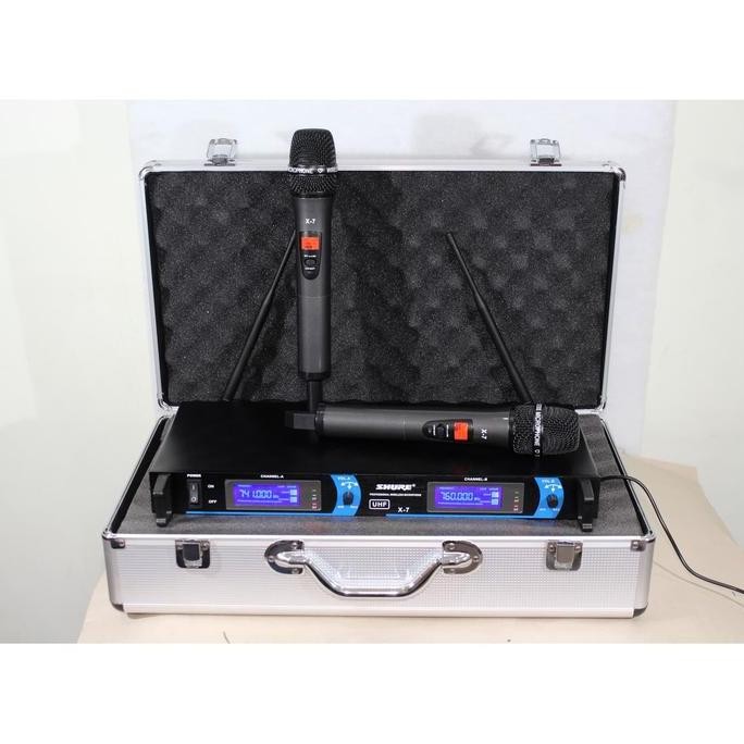 Tersedia Mic Wireless SHURE X7 + Koper Case Mikrofon Wireless Profesional Original