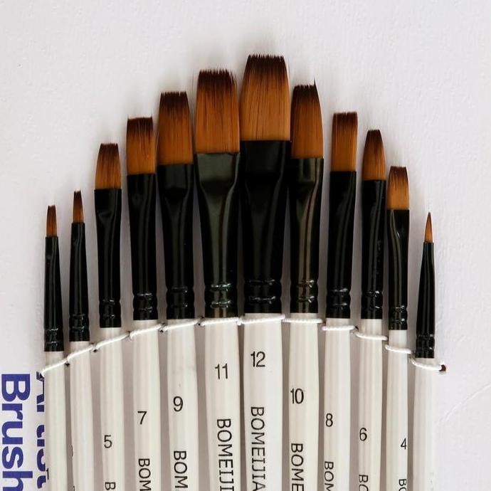 

Promo Bomeijia Kuas Lukis Flat Set Isi 12 Artist Brush Set Lengkap