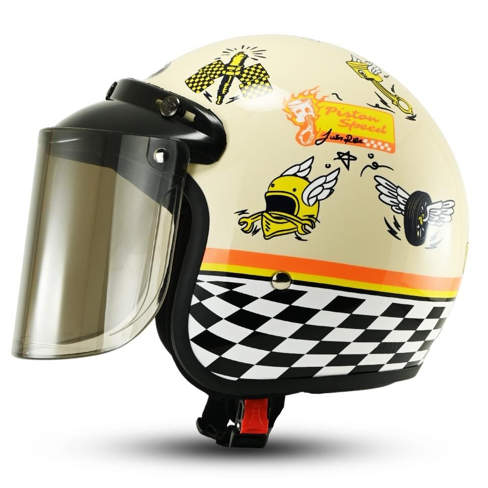 Helm Rsix Retro Bogo Pria Wanita SNI Terbaru Motif Piston Speed Custom