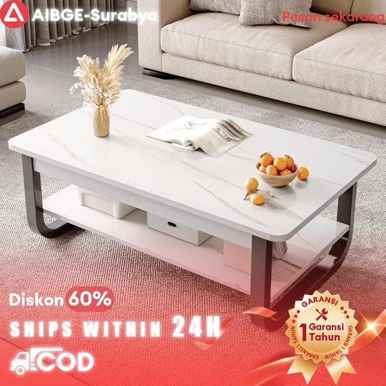 Meja Tamu Minimalis Meja Ruang Tamu Meja Motif Marmer Solid 120x60x42CM