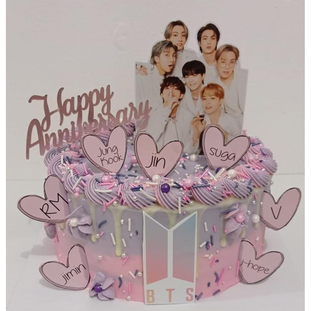 LOVE BTS KPOP Topper Cake Birthday / Hiasan Kue Ulang Tahun