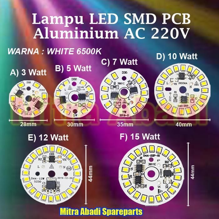 LTS Lampu LED SMD PCB Aluminium AC 220V 220 Volt Round Bulat