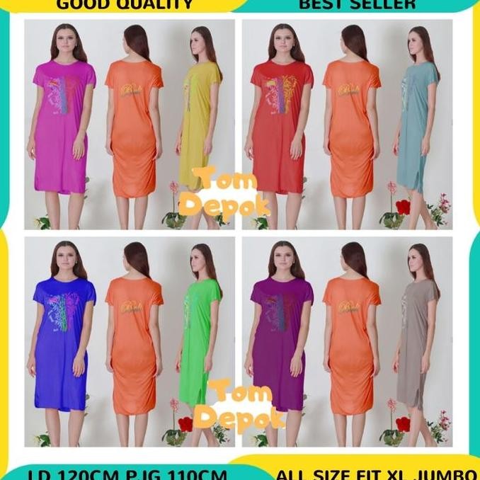 baru OBRAL Daster Bambu Bali Kaos Long Dress Jumbo Daster Wanita Adem