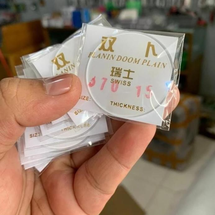 new  kaca jam tangan bulat cembung kosong doom swiss bening tebal 1,5 mm original import