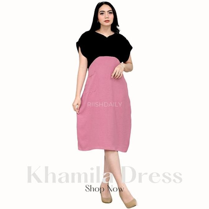 baru PAKET USAHA 3Pcs Khamila Dress Daster Wanita Dewasa Crinkle Airflow Premium Busui/Bumil Friendl