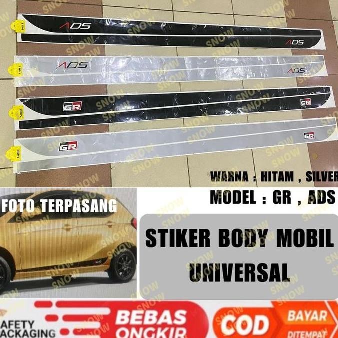 ready Stiker Body Samping GR ADS Agya Ayla Mobil Universal Hitam Silver