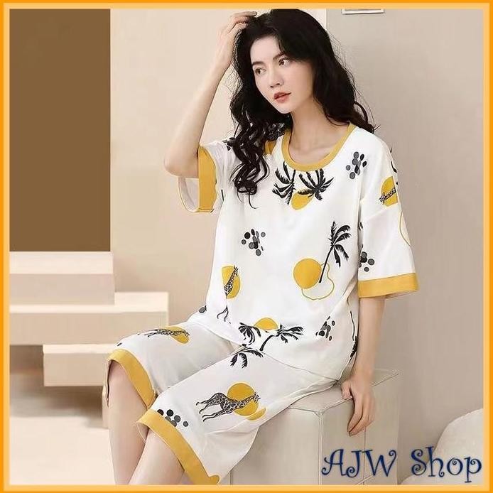 baru AJW Shop Baju Piyama Wanita Celana 7/8 | Piyama Remaja Celana 7/8 | Baju Tidur Remaja Celana 7/