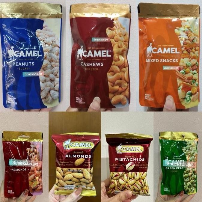 

CAMEL NUTS KACANG COATED GREEN PEAS / PISTACHIO / MIXED SNACKS / ROASTED SALTED CASHEWS / ROASTED ALMONDS / HONEY ALMONDS