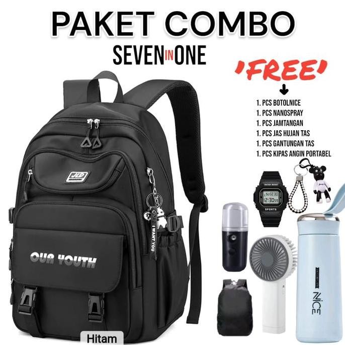 

DEMSARE STORE - Tas Ransel Sekolah SD SMP SMA Banyak Bonus Backpack Sekolah Canvas Unisex Tas Punggung Bisa COD Korean Style Fashion