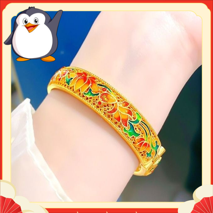 Gelang Kuning Gesper Lotus Metode Kuno Fashion Baru untuk Wanita
