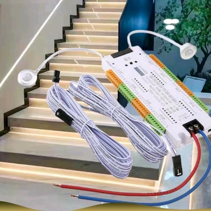 Lampu strip sensor gerak tangga LED fleksibel pengontrol otomatis