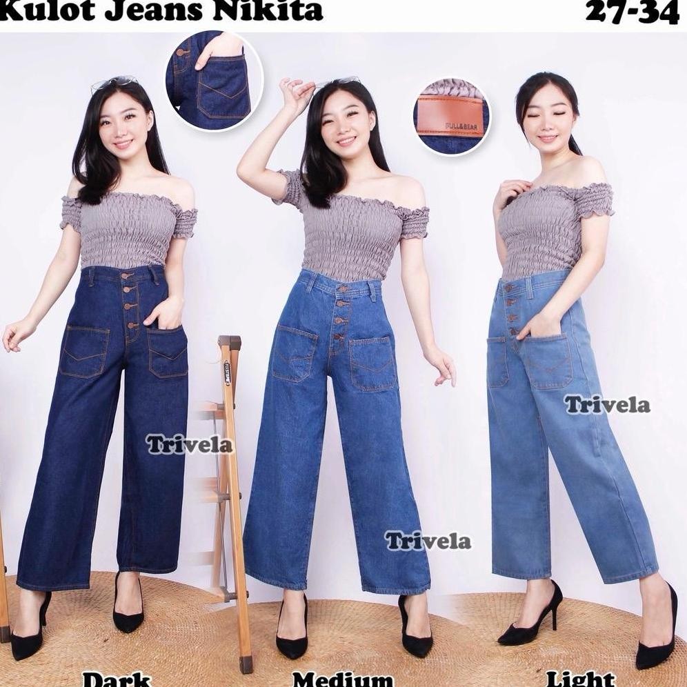 Kulot Jeans 5 Kancing / Kulot Jeans Kancing Depan / Kulot Jeans Kantong Depan / Nikita Cullotes