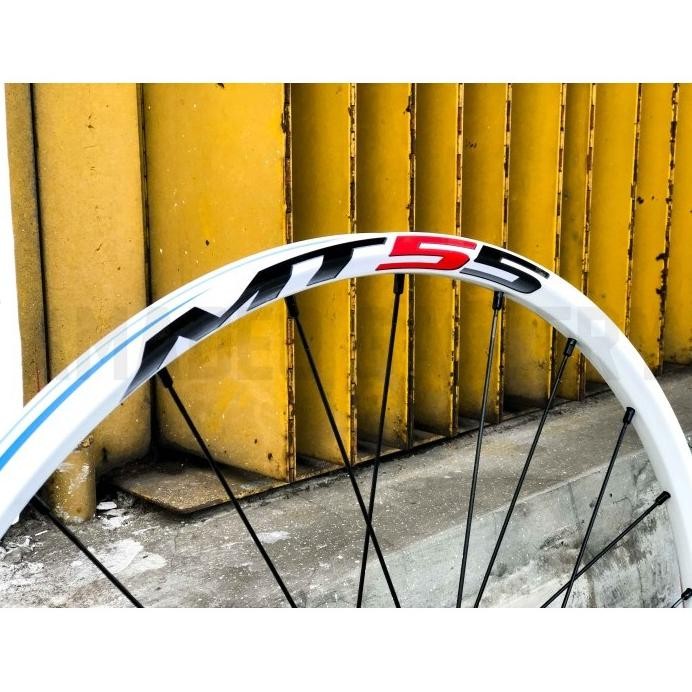 Part Sepeda Wheelset 26 Mtb Shimano Mt55 Deore White Disc Centerlock Qr Tubeless