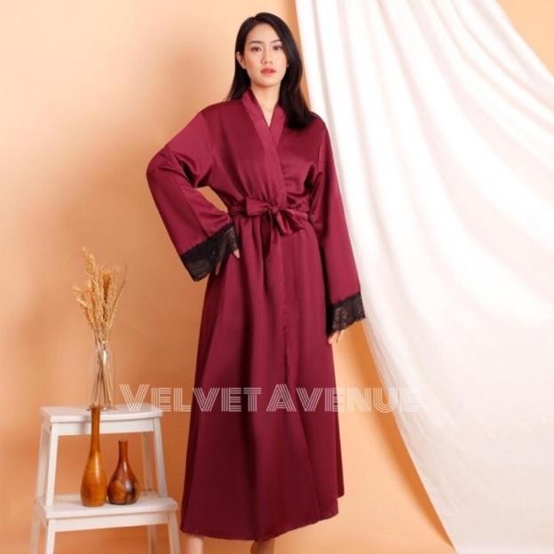 Va-Kimono Bride Hijab Muslim Panjang Muslimah Satin Silk Kimono Outer Make Up Mandi Kimono Tertutup 