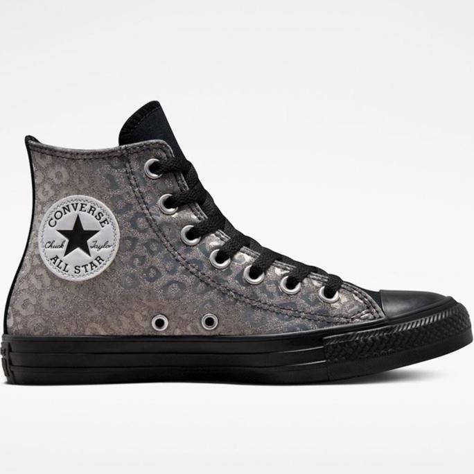 Sepatu Sneakers Wanita Converse Ctas Ox Leopard Glitter Silver 572039C (Best Quality)