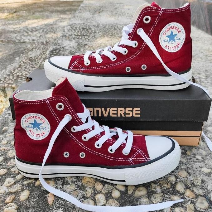 Sepatu Converse Original All Star High Basic Merah Maroon Tinggi Ori (Best Quality)
