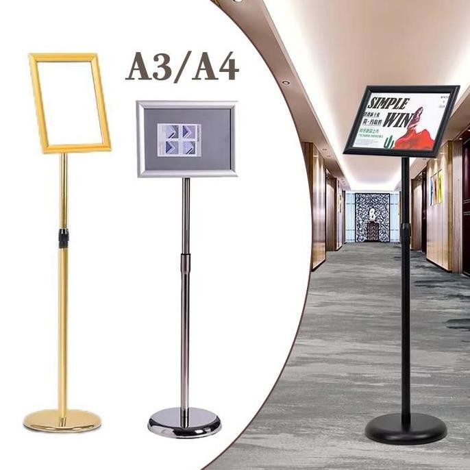 

Standing Sign Frame Floor Stainless Frame Display Stand Display Poster A3/a4 Promo Telescopic Standing Sign Frame 70-120cm