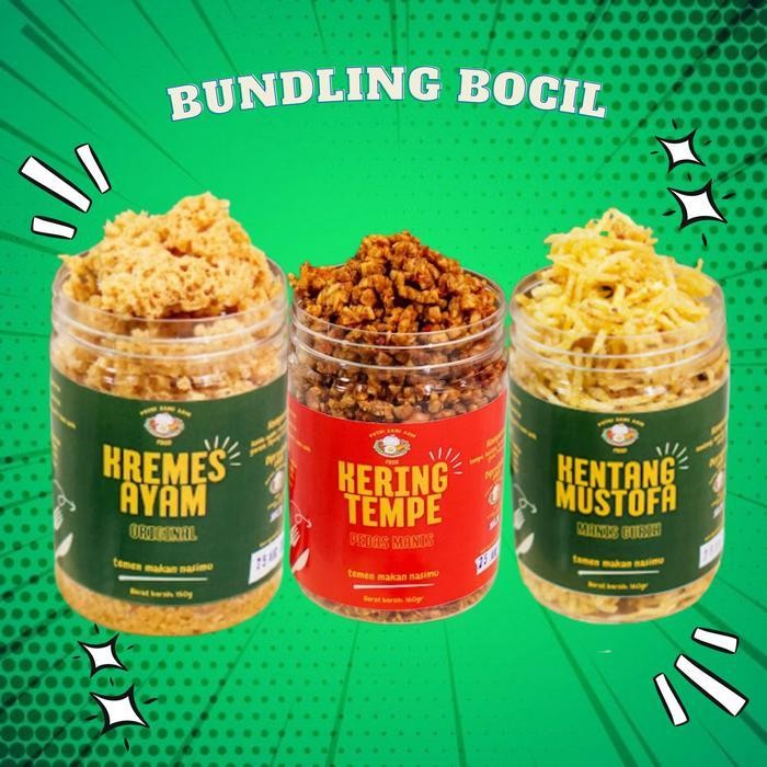 

SEDIA! PAKET BOCIL Kremes ayam original 180gr/kentang mustofa original 180gr/kering orek tempe 250gr manis snacks keripik cemilan Merah Pedas Food Kering Ori!!